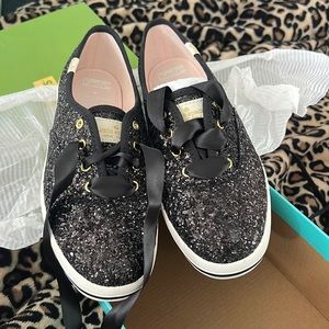 Keds x Kate Spade Black Glitter sneakers size 6